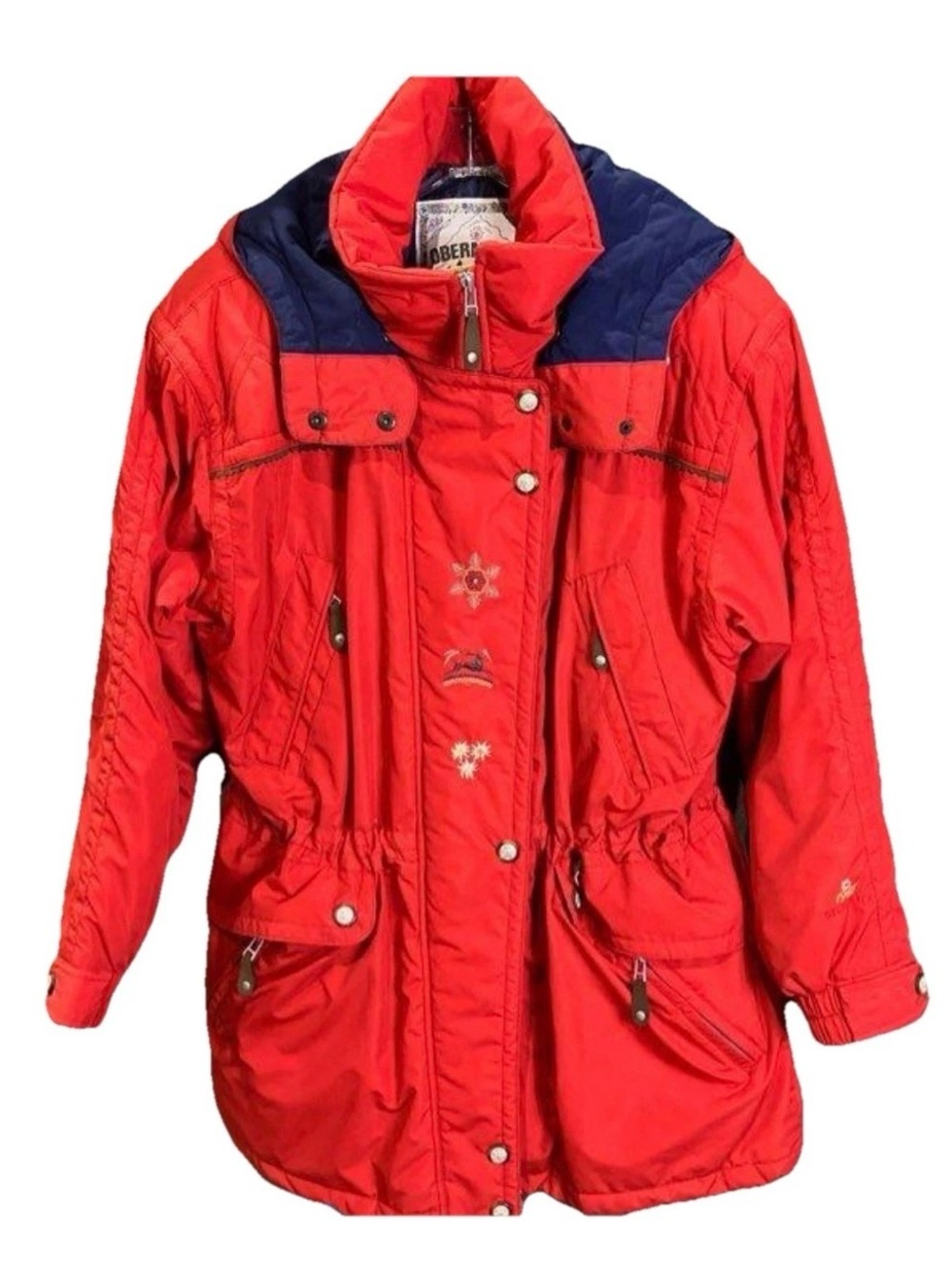 Vtg 90s Obermeyer Women's Ski Jacket Y2K Thermolite Red Winter Parka Sz 10